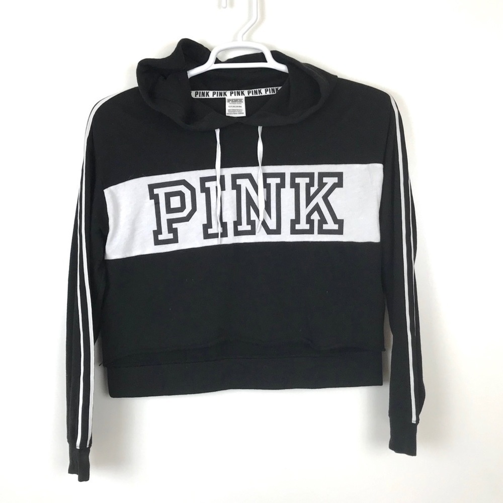 Pink Victoria's Secret Crop Hoodie Sweatshirt 36013286 Small